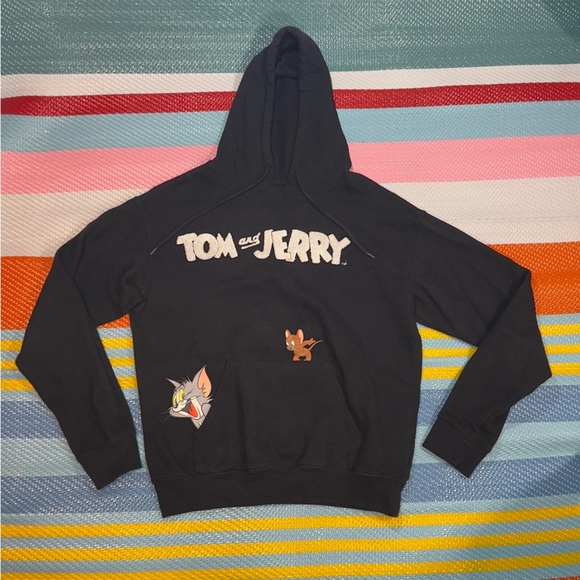 Warner Bros Tom and Jerry Black White Sweatshirt Hoodie Men’s Size Small - Picture 1 of 3